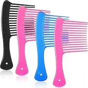 4 Pieces Wide Tooth Combs Hair Detangler Combs Plastic Shampoo Combs Jumbo Rake Combs Mixed Color Combs for Salon Long Hair Curly Hair Tools (Style 1, One Size)