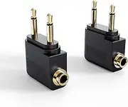 MEE audio Airplane Headphone Adapter for in-Flight Entertainment Systems - Dual 3.5mm Male to 3.5mm Female - Works with Headphones, Headsets, and Bluetooth Adapters (2 Pack), Black