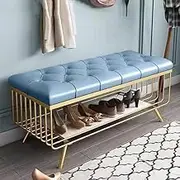 Storage Shoe Bench Leather Seat Long Shoe Stool Changing Shoe Stool Storage Stool with Upholstered Seat Bed End Stool Suitable for Entrance Living Room Bedroom and Hallway.(60 * 35 * 45cm, B)