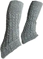 [yuksok] Ice Figure Skating Leg Warmers Cable Knit Long Skating Socks Lightweight Portable Comfortable High Footless for over The Boot