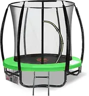 Kahuna 6Ft Outdoor Round Green Trampoline for Kids and Children Suited for Fitness Exercise Gymnastics with Safety Enclosure