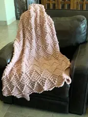 Handmade Home Crocheted Afghan - Bobble Ripple (Light Rose)