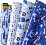 Father'S Day Wrapping Paper Sheets for Dad, Funny Best Dad Nand Happy Father'S D