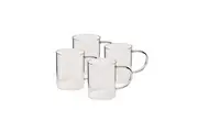 4pcCoffee Culture Ivy 420ml Glass Single Wall Hot/Cold Drink Mug Set Clear