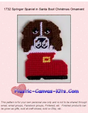 Springer Spaniel in Santa Boot Christmas Ornament-Plastic Canvas Pattern or Kit