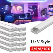 1-12Pcs 1M Aluminium Channel U/V Style LED Strip Light Bar Lamp Cabinet Holder