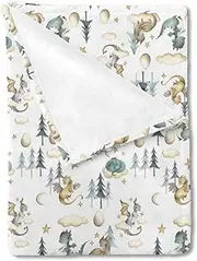 HawSkgFub Watercolor Cute Dragon Fairy Tale Baby Blanket for Boy Gift, Cloud Moon Star Dragons Egg Flannel Fleece Nursery Bed Blankets, Soft Lightweight Newborn Infant Toddler Kid Crib Bedding 30 x 40