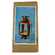 Vintage INTERPUR Carriage Hurricane Lantern Red Metal Kerosene Lamp