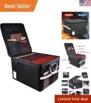 Fireproof Document Box with Handle - Elegant Black Design, 11L Capacity