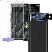 [3+2] Google Pixel 6 Pro Screen Protector 3pcs TPU Film&2pcs Camera Lens Protector Tempered Glass,[Fingerprint Compatible] HD-Clear Ultra-Thin [Not Glass] Screen Protector for Pixel 6 Pro 6.7 Inch