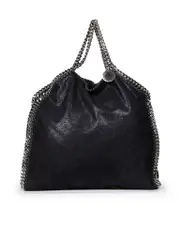 Black Vegan Leather Falabella Fold-Over Bag