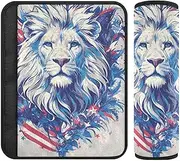 Cartoon Lion 4th of July Independence Day 2 Pack Strap pad, Stop seat Belt Cutting into Neck, Seatbelt Cover for Adults for Auto Auto Bag