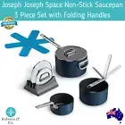 Joseph Joseph Space Non Stick Saucepan 3 Piece Set with Folding Handles