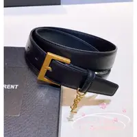 在飛比找蝦皮購物優惠-SAINT LAURENT YSL 聖羅蘭吊飾皮帶 方形搭扣