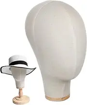 DINHEAROM Linen Block Mannequin Head Display Stand for Wigs Hats Jewelry Glasses Practice Model for Hair Extensions Scarves and Toupees Versatile Hair Styling Tool