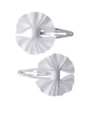 GYMBOREE FRIENDSHIP CAMP WHITE SNAIL BOW HAIR BARRETTES 2-ct NWT