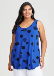 [Taking Shape] Taking Shape Natural Favourite Tank Size 16 in Blue Spot Print, Viscose - Plus Size Women's Clothing Blue Spot Print