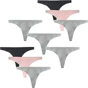 [LIQQY] Thongs for Women,Cotton G-Strings,Soft Stretch Low Rise Thongs Lingerie, Multi Color Panties,6-9 Packs