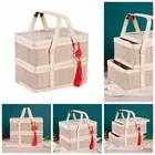 Natural Bamboo Basket Double-Layer Moon Cake Basket Lantern Festival