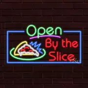 NEW "OPEN BY THE SLICE" PIZZA w/BORDER 33x18x1 INCH LED FLEX INDOOR SIGN 35570