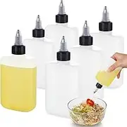 RAMFIYN 6 Pack Mini Squeeze Bottles for Liquids for Camping Kitchen, Camping Cooking, 4oz Mini Oil Bottles, Small Liquid Containers Leak Proof, Travel Oil Bottle