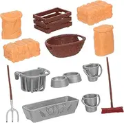 WOONEKY Sturdy Plastic Barn with Realistic Accessories Engaging Educational Role Playing for Includes Hay Bales Tools Feed Accessories for Indoor Outdoor Fun