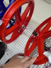 2 NEW 6 SPOKE RED BMX MAGS ,20" BICYCLES DYNO GT,,REDLINE,NEW FREEWHEEL GEAR