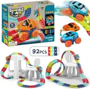 Race Track LED Electric Anti-Gravity Car Toy 92pcs Bendable Rainbow Set STEM Building 3+ Year Old Boys Girls Best Fun Play Gift