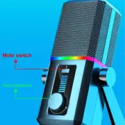 Computer Gaming Mic Desktop Microphone with LED Light 14mm Large Mic Head