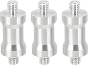 uxcell Camera Spigot Screws Converter 1/4" to 1/4" Male to Male, 3 Pack Tripod Screw Adapter Spigot Stud for Light Stand Hot Shoe Cold Shoe Adapter Ball Head Flash, Silver