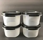 Tupperware Clear Storage Containers Modular Mates Round Set of 4 Black Seals New