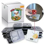 Meal Prep Containers 15 Pack, 32 oz Portion Control, Kitchen Scale Bundle