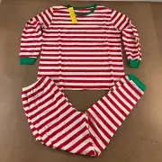 Joyin Mens Pajama Set White Red Striped Ringer Neck Long Sleeve M New