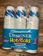 RARE SEALED NEW Lot Of 60 90s Jazz Design Styrofoam Cups Sweetheart 9oz