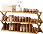 Free Standing Shoe Racks for Closet, Shoe Shelf Bamboo Shoe Rack for Bedroom, En