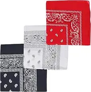[DaVoice] Large Bandanas for Men and Women, Paisley Cowboy Bandana Headband Handkerchiefs Wrap, Hair Bandanas for Kids, 3 Pack