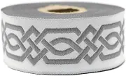 Celtic Claddagh 10.9 Yards Spool 1.37 Inch Wide Gray Embroidered Woven Jacquard Ribbon