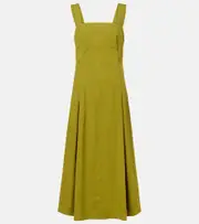 [Vince] Vince Linen-blend midi dress AU 18 green
