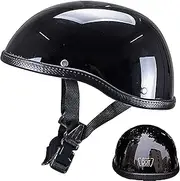 Beanie Motorcycle Half Helmet Open Face Motorbike Helmet, DOT Approved Low Profile Chopper Motorcycle Half Helmet ATV Cruiser Scooter Cool Helmet for Men and Women A,XL=(61-62cm)