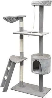 Cat Tree with Sisal Scratching Posts 150 cm Grey - Sturdy & Tall Cat Tower for Indoor Cats, Multi-Level Perch & Scratching Posts for Large Cats, Durable Cat Furniture for Play & Rest