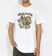 BRIXTON Men's S/S T-Shirt WILLIE NELSON AGAIN ROAD - White - Medium - NWT