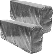 ARTIBETTER 2Pcs Elastic Sofa Armrest Covers Skid Stretch Couch Protectors for Armchairs Soft Slipcovers Grey Faux Fox for Living