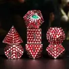 Galactic Dice Premium Dice Sets - Silver & Red Dragon Set of 7 Metal Dice with T