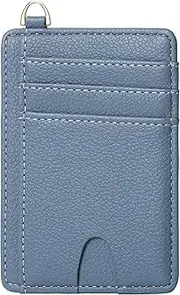 [FEITH&FELLY] Slim Minimalist Front Pocket Wallet RFID Blocking Credit Card Holder for Men & Women, Lichee Blue, Classic