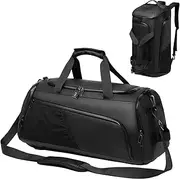 DAWNTREES Gym Duffle Bag Waterproof Sports Duffel Bags Travel Weekender Bag for Men Women Overnight Bag with Shoes Compartment Black