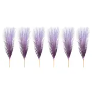 6 Pcs 17 Inch Faux Pampas Grass Artificial Boho Decor Gradient Dark Purple