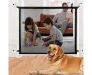 Pet Safety Guard Mesh Dog Gate,Pet Gate Magic Gate for Dogs,Portable Folding Children's Safety Gates Install Anywhere Wide Safety Fence for Hall Doorway an