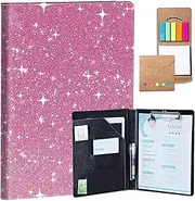 Padfolio for Men and Women – Leather Portfolio with Pink Dots Cover Design, Business Card Holder, Resume Folder, Stylish Leather Folder, Versatile Document Holder, 12.87x9.13 in