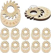 PH PandaHall 12pcs Wooden Crystal Ball Holders Sun Moon Sphere Stand 16.5mm Hole Mini Crystals Display Holder Sphere Display Stands Base for Home Decor Nature Stone Gemstone Showcase 66.5x49cm