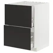 METOD / MAXIMERA base cab f sink+2 fronts/2 drawers, white/Nickebo matt anthracite, 60x60x80 cm